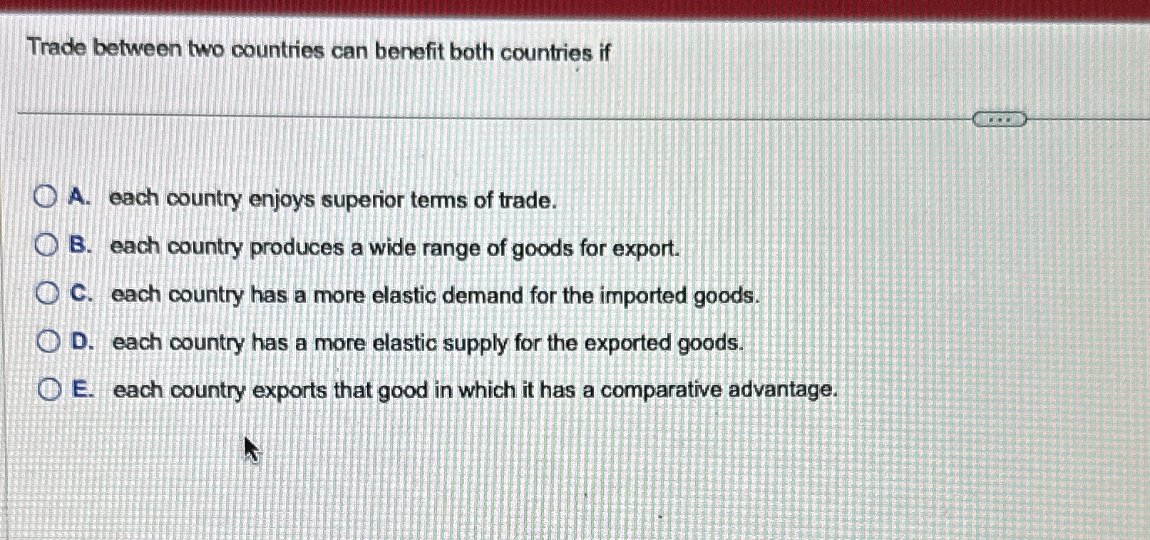 terms of trade between two countries refers to a ratio of