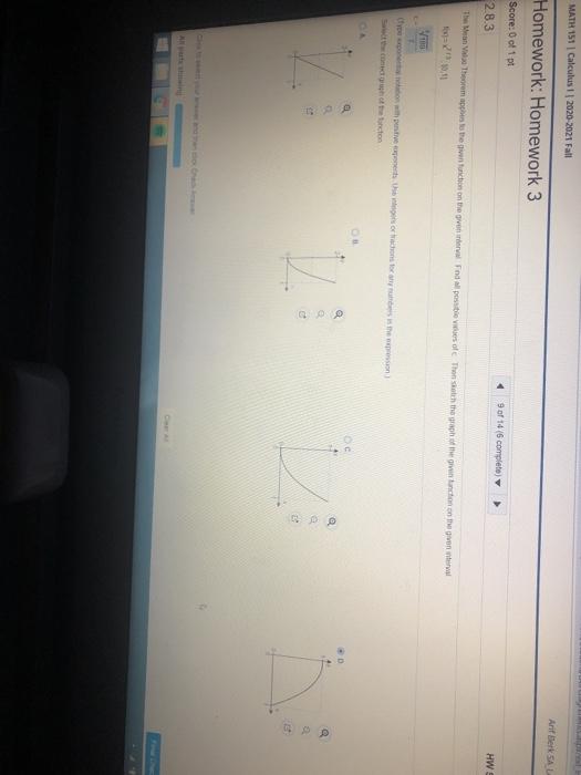 Solved MATH 151 Calculus 2020 2021 Fall Arif Berk SA | Chegg.com