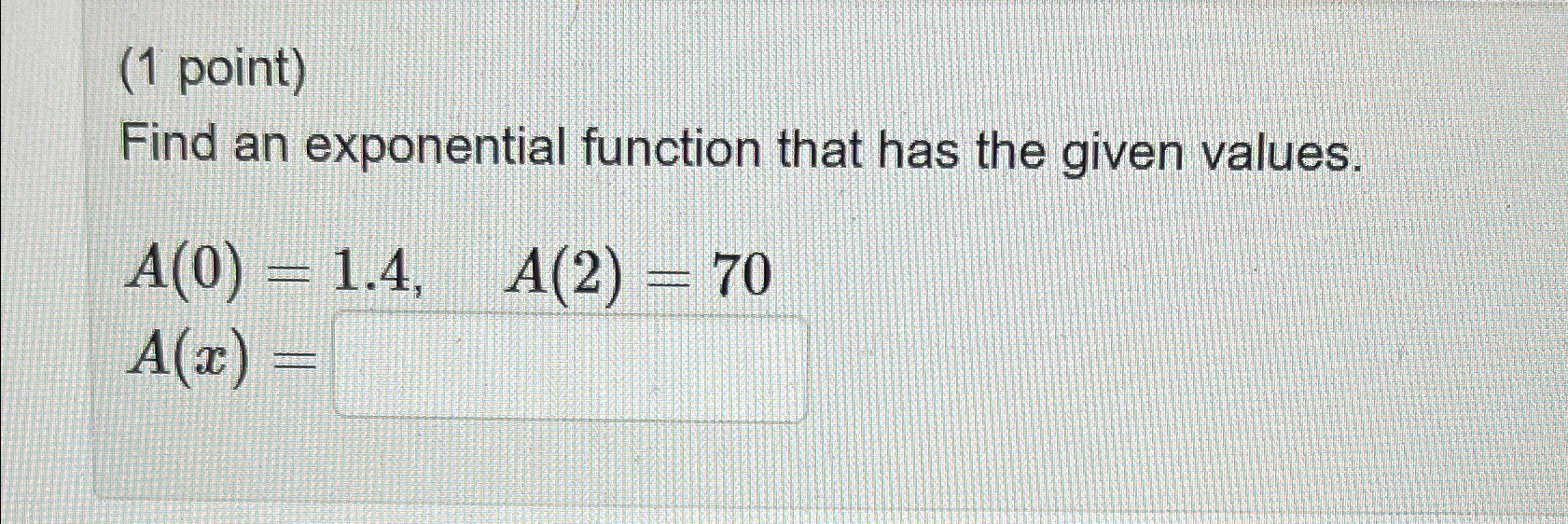 Solved (1 ﻿point)Find an exponential function that has the | Chegg.com