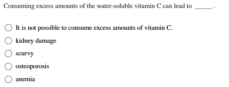 Solved Consuming Excess Amounts Of The Water-soluble Vitamin | Chegg.com