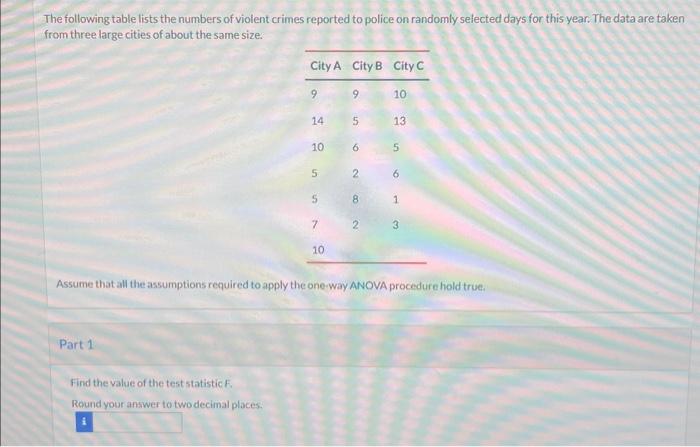 Solved The Following Table Lists The Numbers Of Violent | Chegg.com