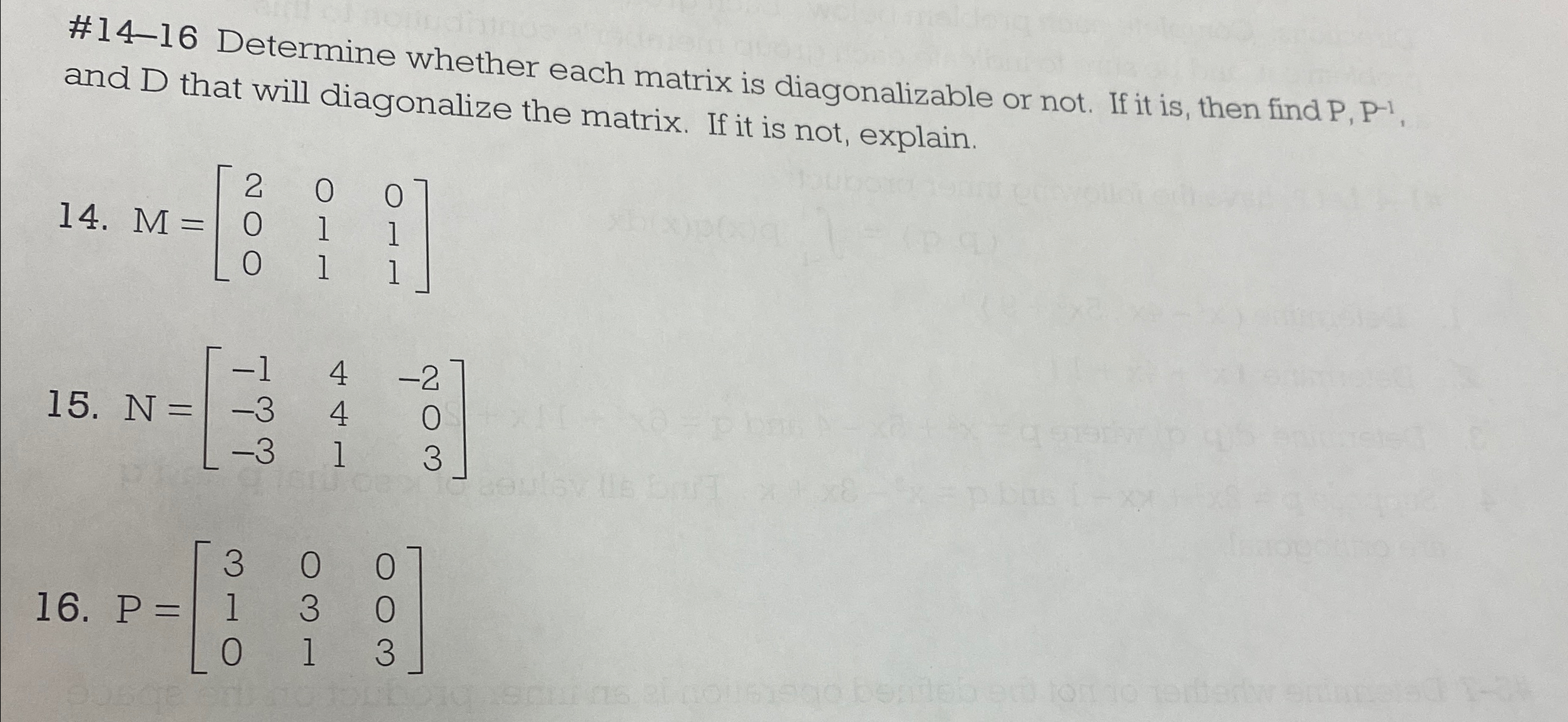 Solved #14-16 ﻿Determine whether each matrix is | Chegg.com