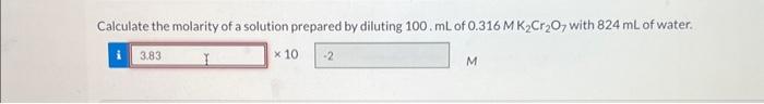 Solved Calculate The Molarity Of A Solution Prepared By Chegg Com   Image