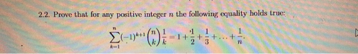Solved 2.2. Prove that for any positive integer n the | Chegg.com