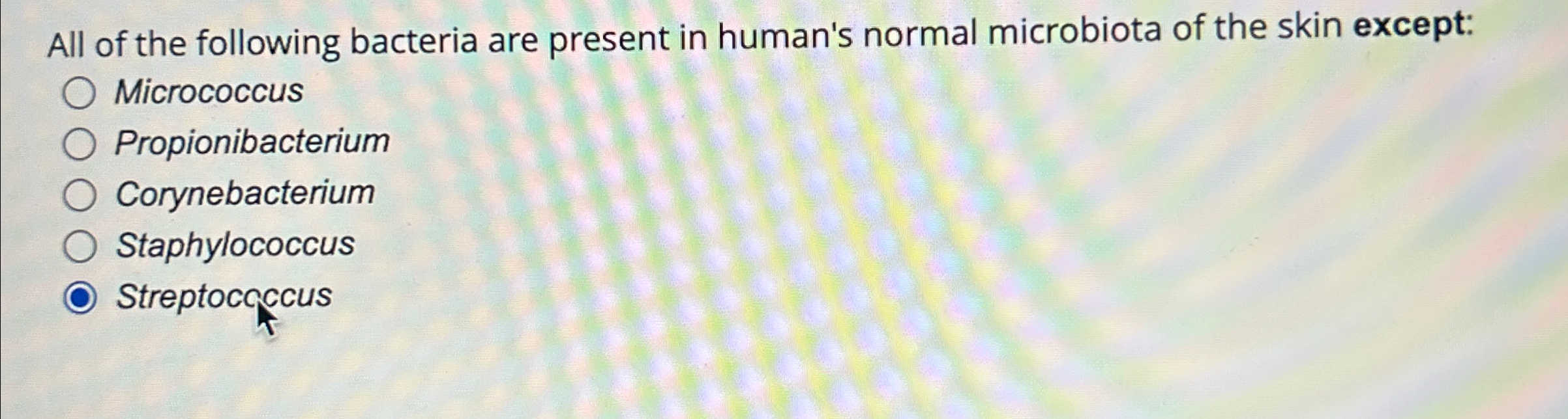 Solved All of the following bacteria are present in human's | Chegg.com