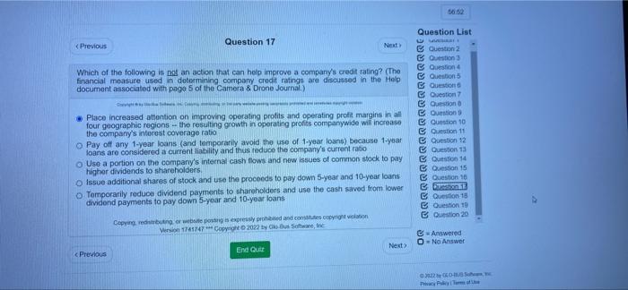 Solved Question List Question 17