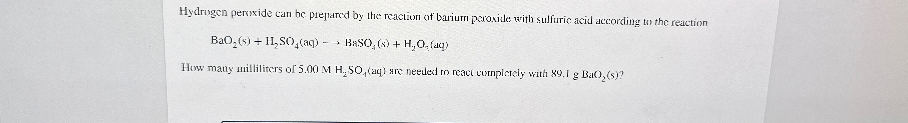 Solved Hydrogen peroxide can be prepared by the reaction of | Chegg.com