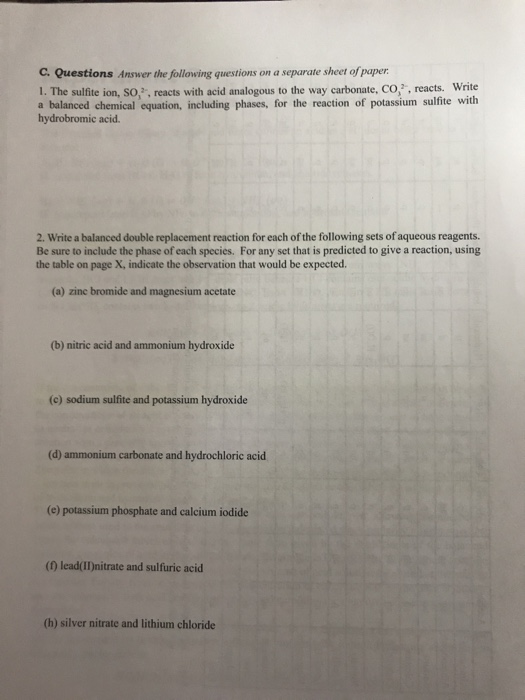 Double replacement reaction homework answers picture