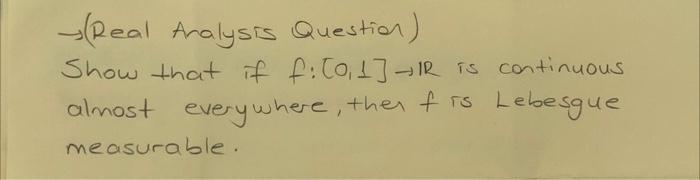 Solved - Real Analysis Question) Show that if fito, 1] → IR | Chegg.com