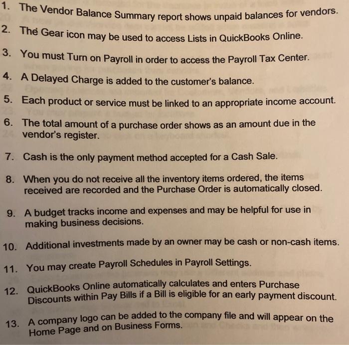 Solved 1. The Vendor Balance Summary report shows unpaid | Chegg.com
