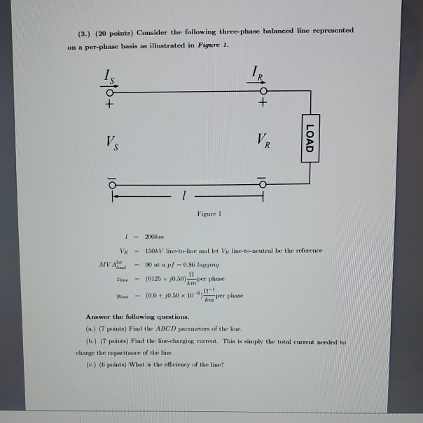 Solved (3.) (20 points) Consider the following three-phase | Chegg.com