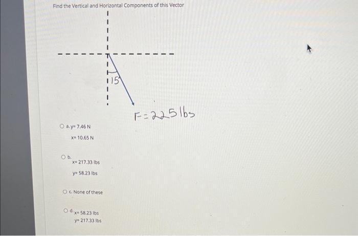 Solved Find the Vertical and Horizootal Components of this | Chegg.com