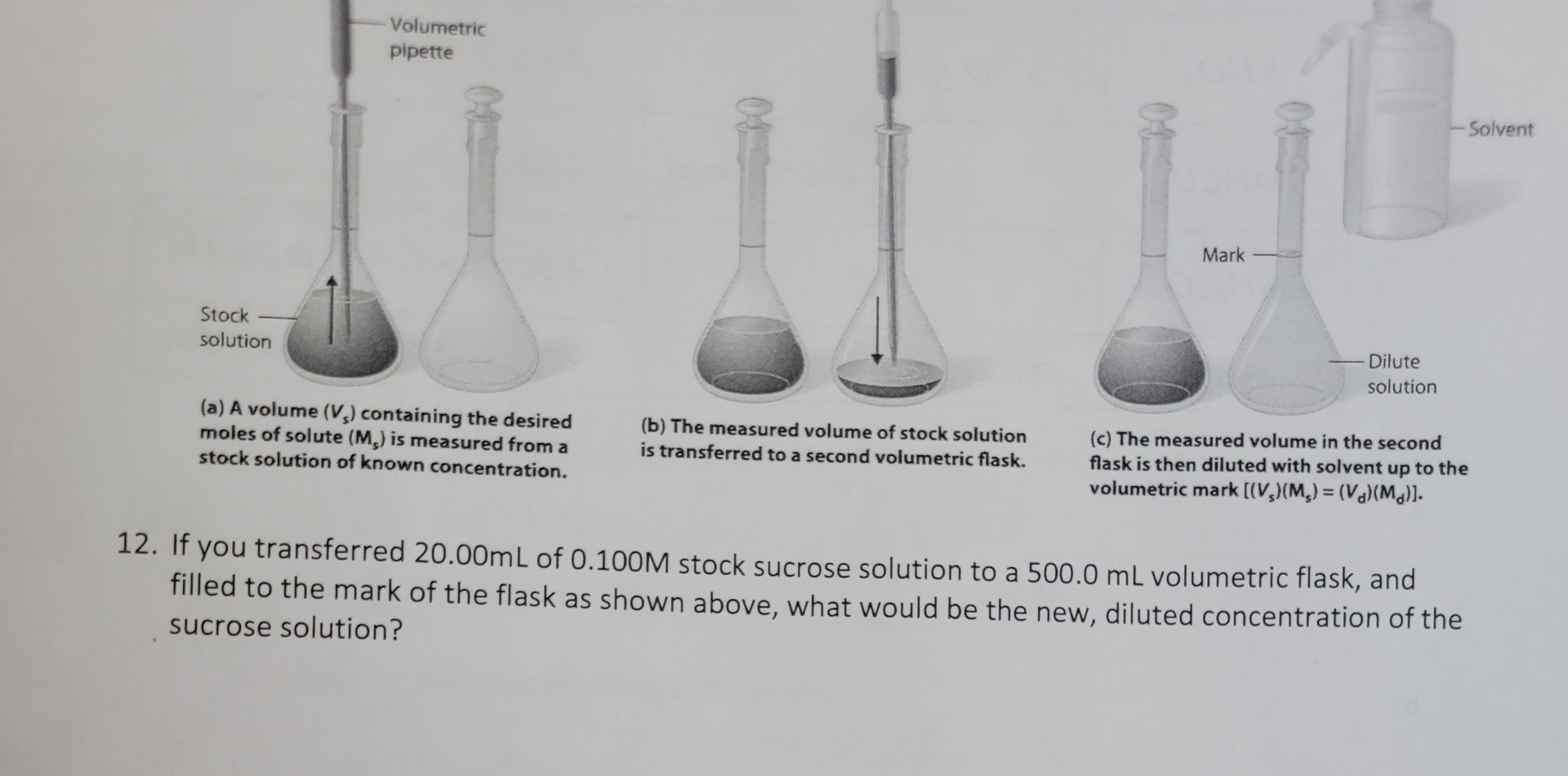 Solved Dilute solution(c) ﻿The measured volume in the second