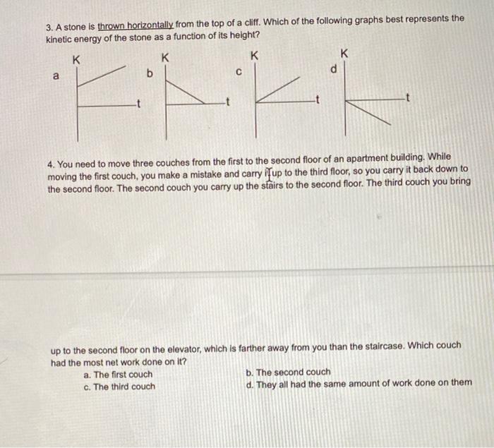Solved 3. A stone is thrown horizontally from the top of a | Chegg.com