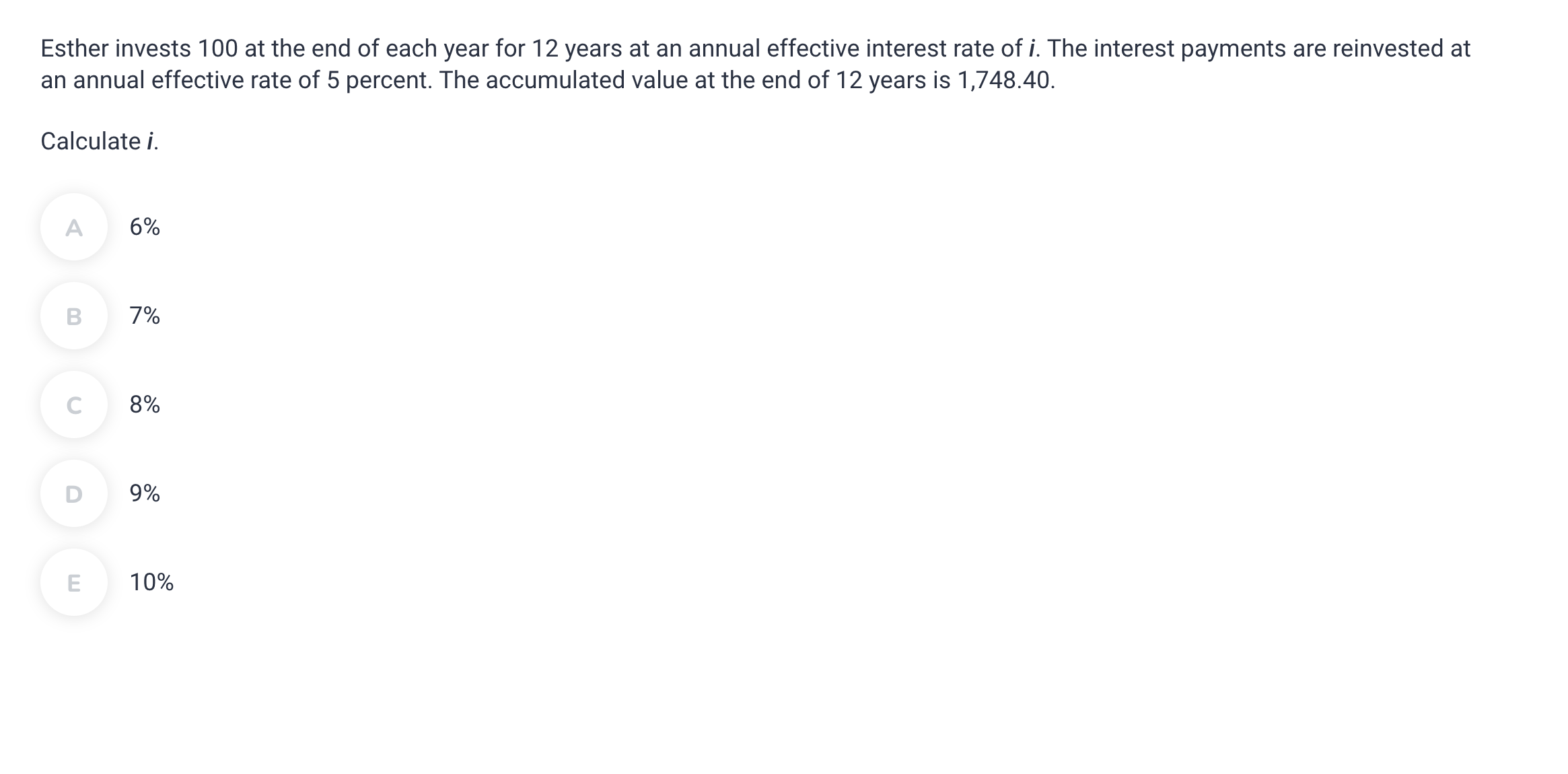 Esther Invests 100 At The End Of Each Year For 12 Chegg
