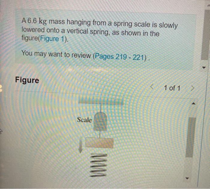 Solved A 6.6 kg mass hanging from a spring scale is slowly | Chegg.com
