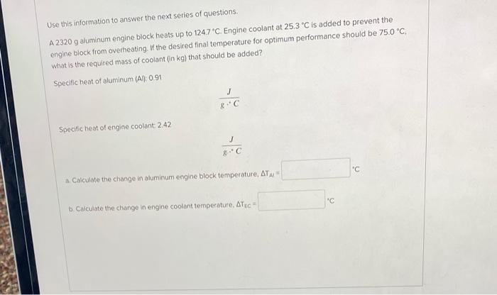 Solved Use this information to answer the next series of | Chegg.com