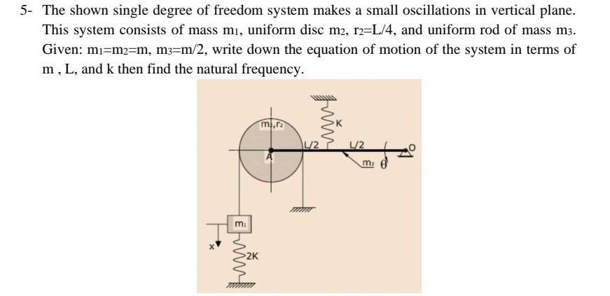 Solved 5. The shown single degree of freedom system makes a | Chegg.com