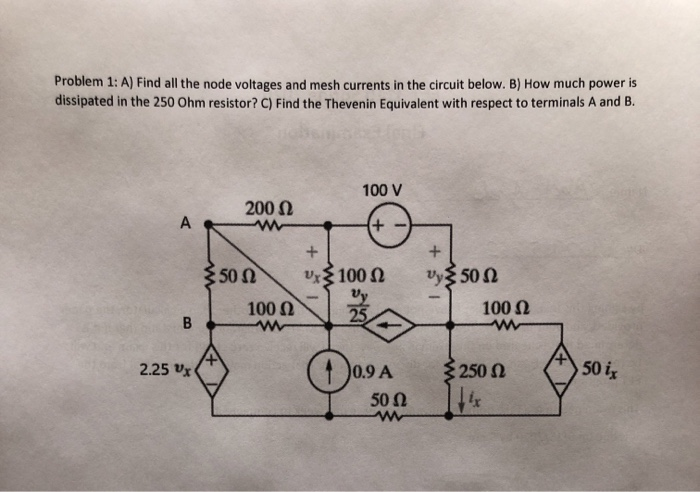 Solved Problem 1: A) Find all the node voltages and mesh | Chegg.com
