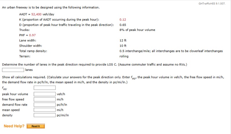 Solved An urban freeway is to be designed using the | Chegg.com