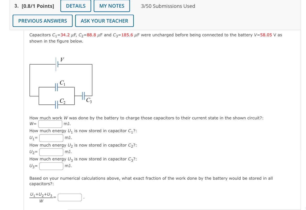 Solved [0.8/1 ﻿Points]3/50 ﻿Submissions UsedCapacitors