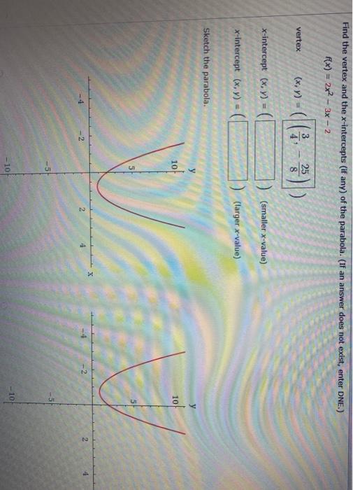 Solved Find the vertex and the xintercepts (if any) of the  Chegg.com