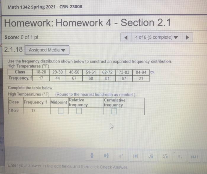 Solved Math 1342 Spring 2021 - CRN 23008 Homework: Homework | Chegg.com