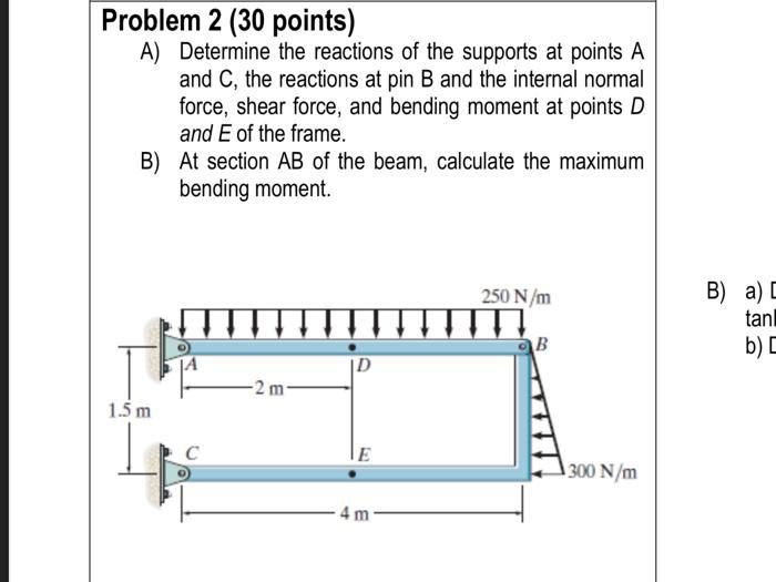Solved Problem 2 (30 points) A) Determine the reactions of | Chegg.com