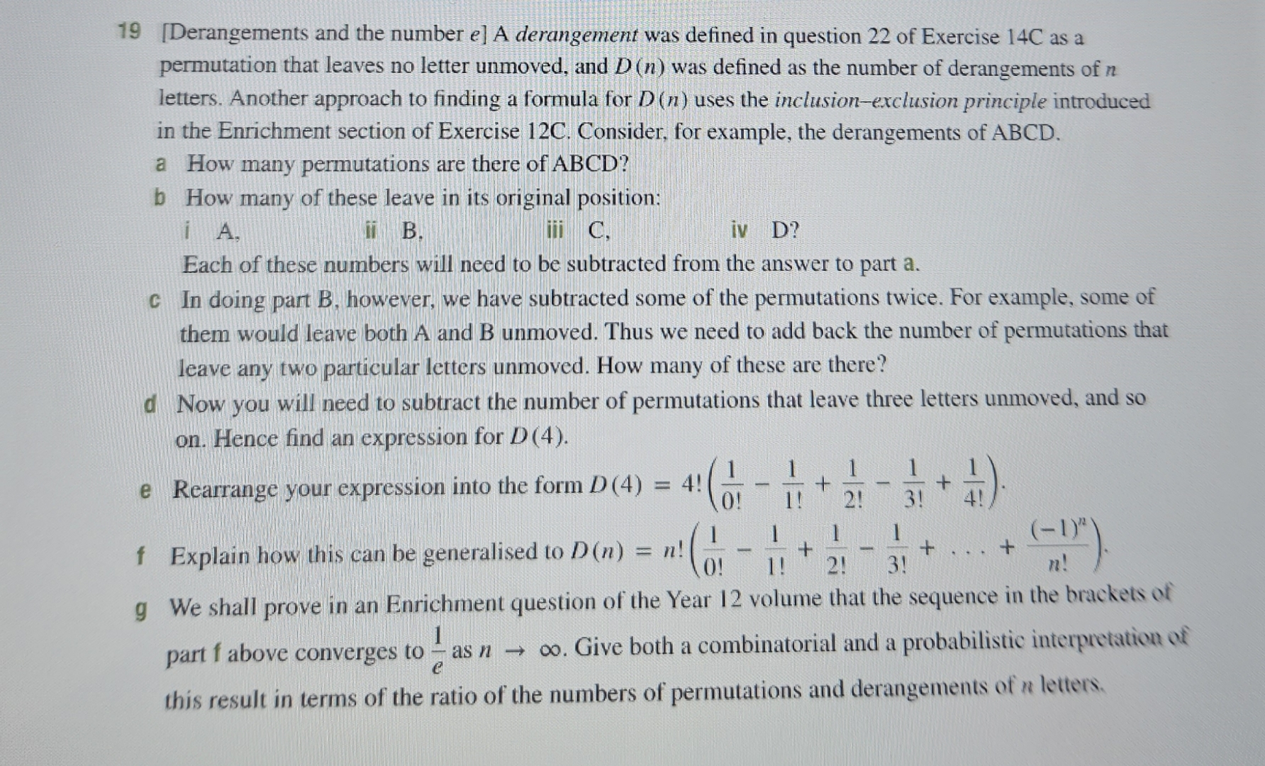 Solved 19 [Derangements and the number e ] ﻿A derangement | Chegg.com