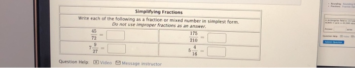 Solved Simplifying Fractions Write each of the following as | Chegg.com