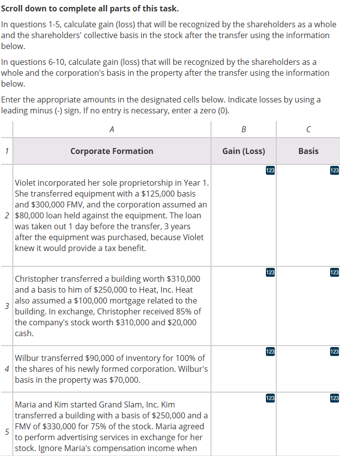 Solved Scroll down to complete all parts of this task. In | Chegg.com