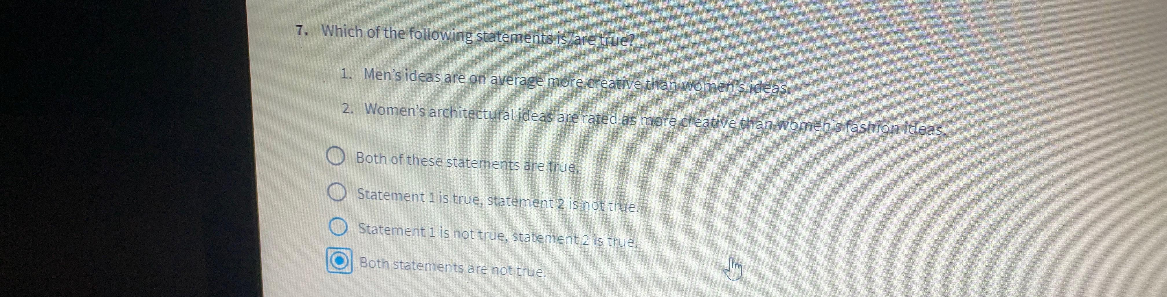 Solved Which of the following statements is/are true?Men's | Chegg.com