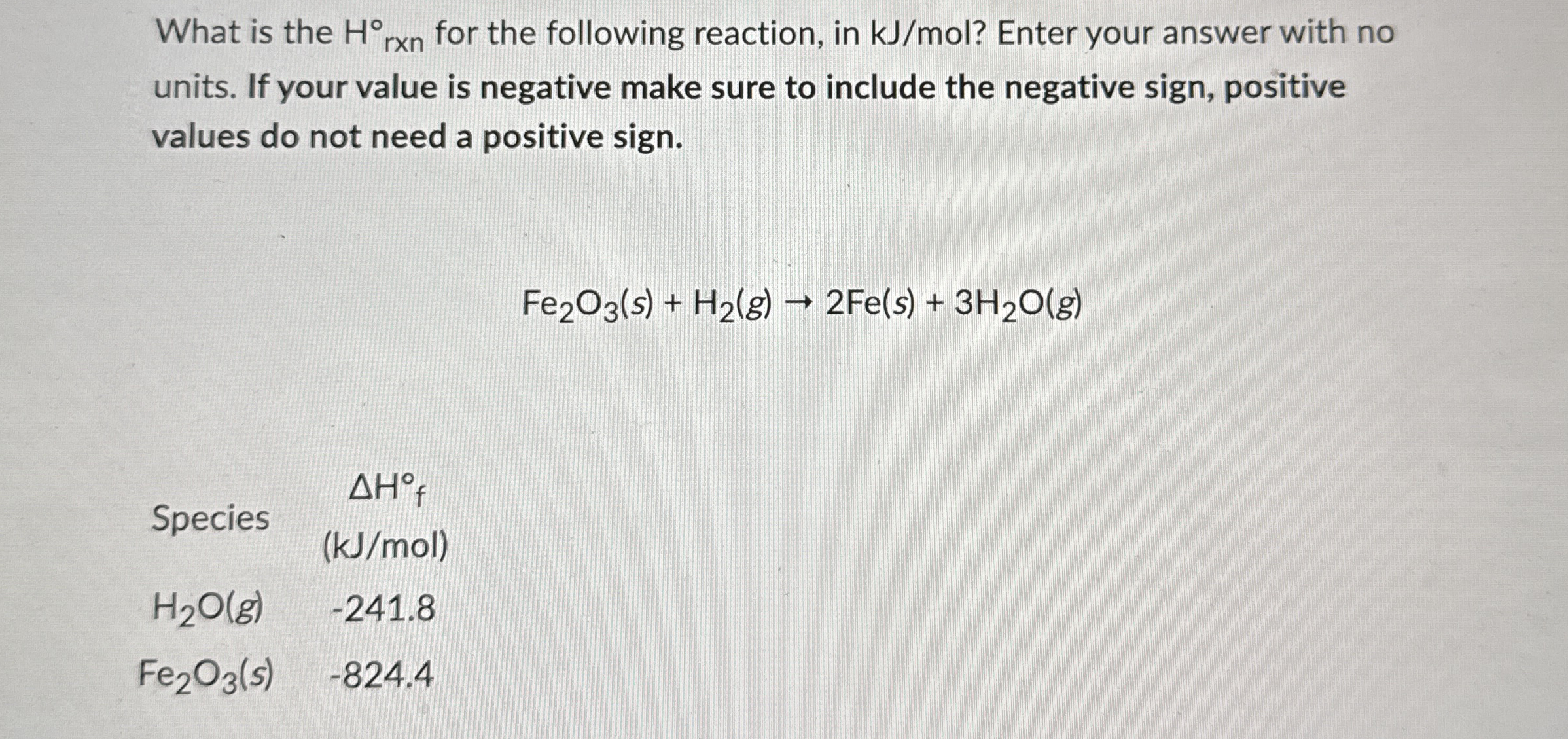 Solved What Is The H Rxn For The Following Reaction In Chegg Com