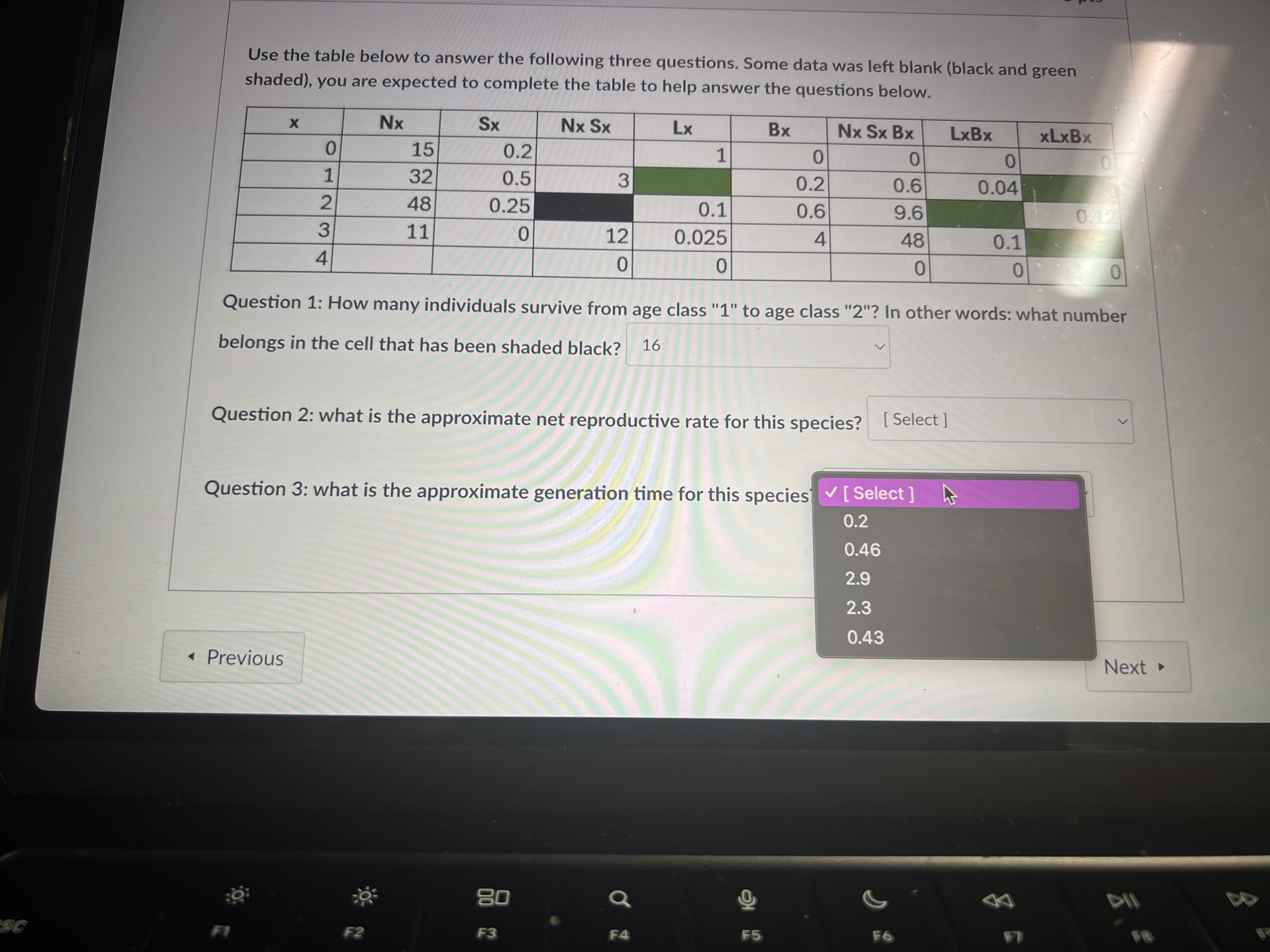 Solved Use the table below to answer the following three | Chegg.com