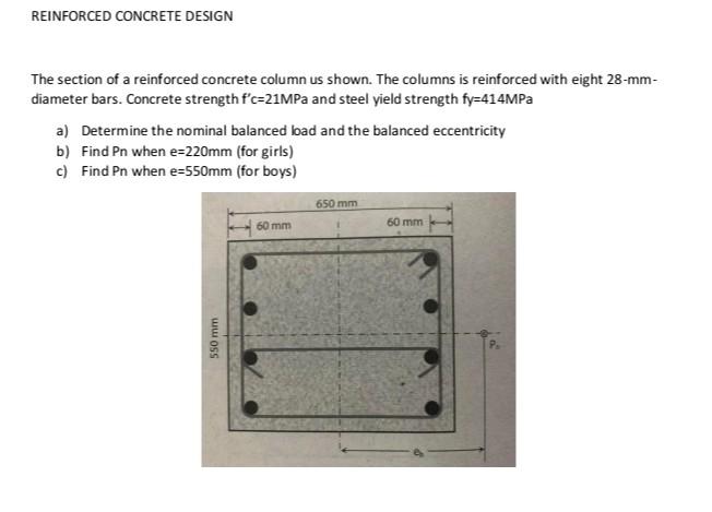 Solved REINFORCED CONCRETE DESIGN The Section Of A | Chegg.com