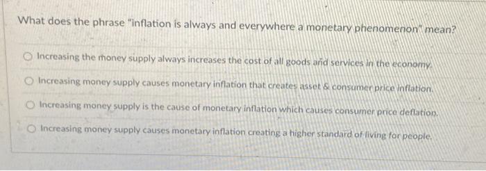 Solved Inflation is deflation is while hyperinflation is the | Chegg.com