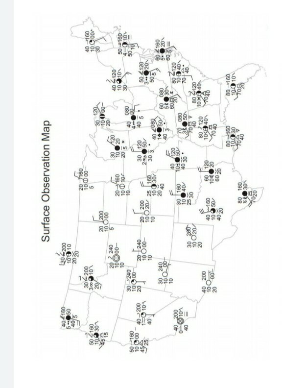Solved 14. Using a colored pencil, draw isobars using a 4 mb