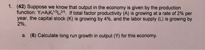Solved 1. (42) Suppose we know that output in the economy is | Chegg.com