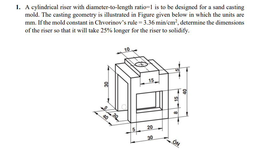 Solved A cylindrical riser with diameter-to-length ratio =1 | Chegg.com