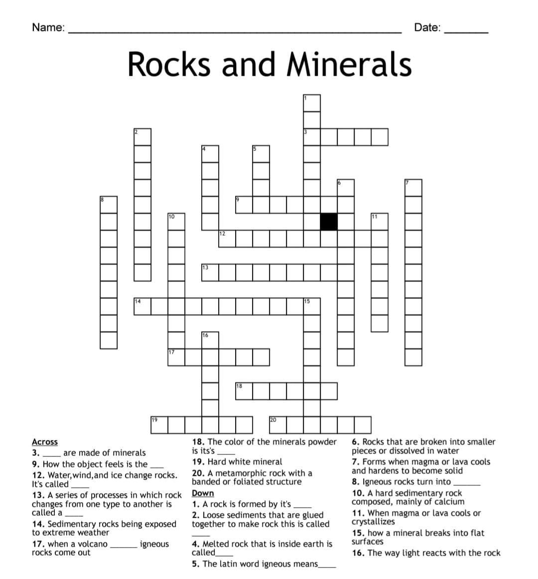 Solved Rocks and Minerals | Chegg.com