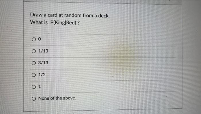 Solved Draw A Card At Random From A Deck. What Is P | Chegg.com