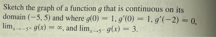 Solved Sketch the graph of a function g that is continuous | Chegg.com