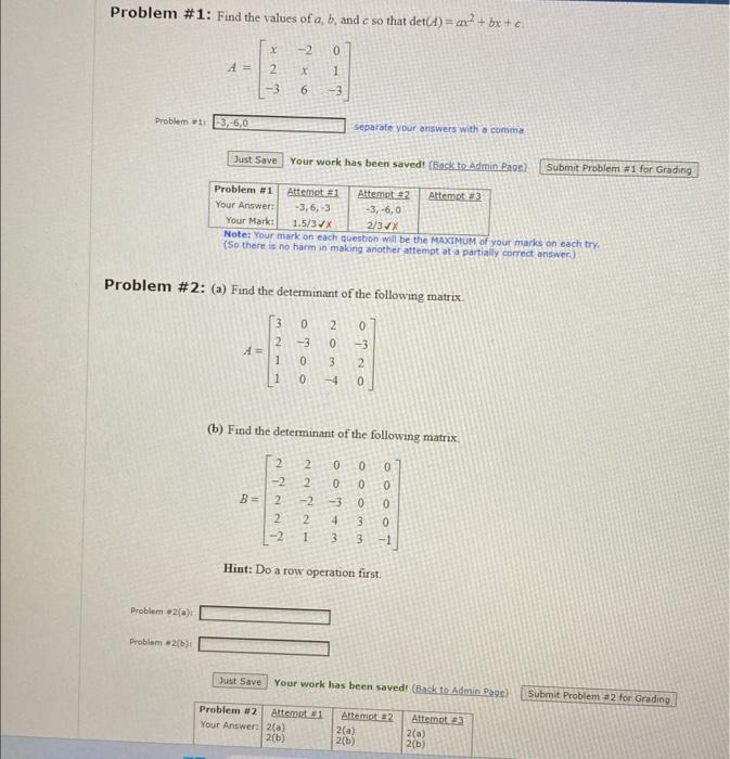 Solved Problem \# 1: Find the values of a,b, and c so that | Chegg.com