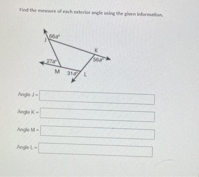 Solved Find the measure of each interior angle using the | Chegg.com