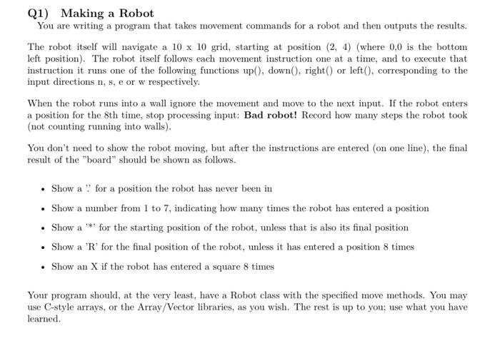 Solved make a robot in C++ language: C++ please upload the | Chegg.com