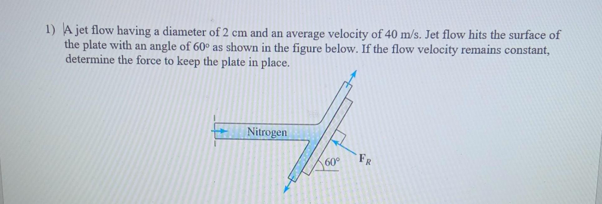 Solved 1) \A jet flow having a diameter of 2 cm and an | Chegg.com