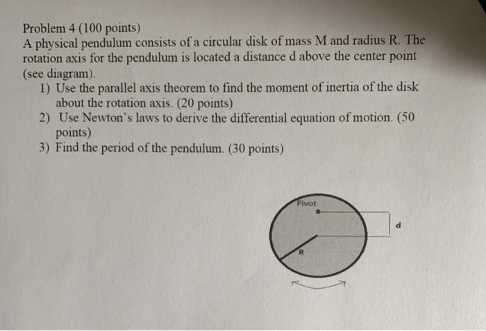 Solved Problem 4 (100 points) A physical pendulum consists | Chegg.com