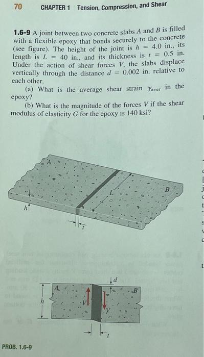 Solved 70 1.6-9 A joint between two concrete slabs A and B | Chegg.com