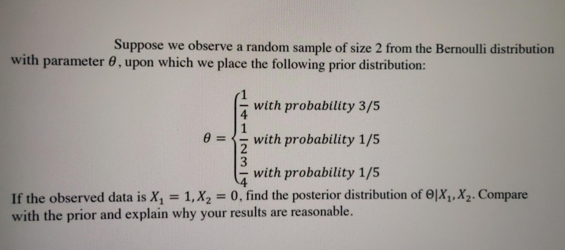 Solved Suppose we observe a random sample of size 2 from the | Chegg.com
