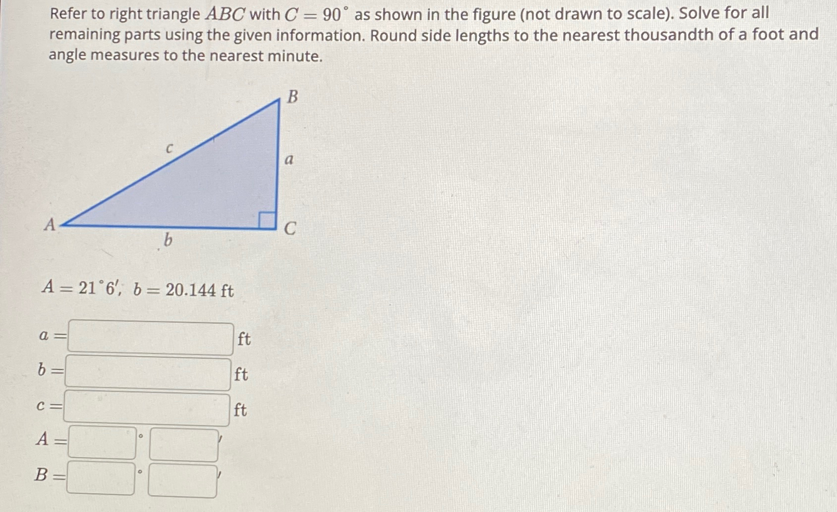 Solved Refer to right triangle ABC with C=90° ﻿as shown in | Chegg.com